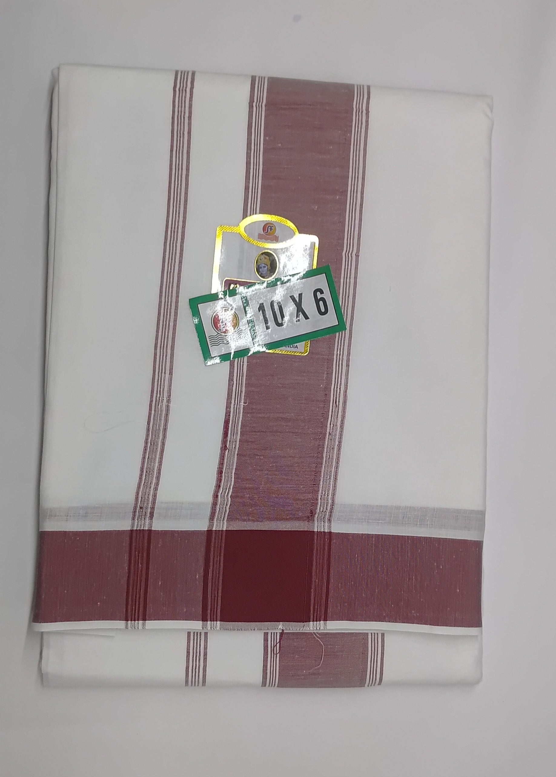 White Woven Border Cotton Wedding Dhoti