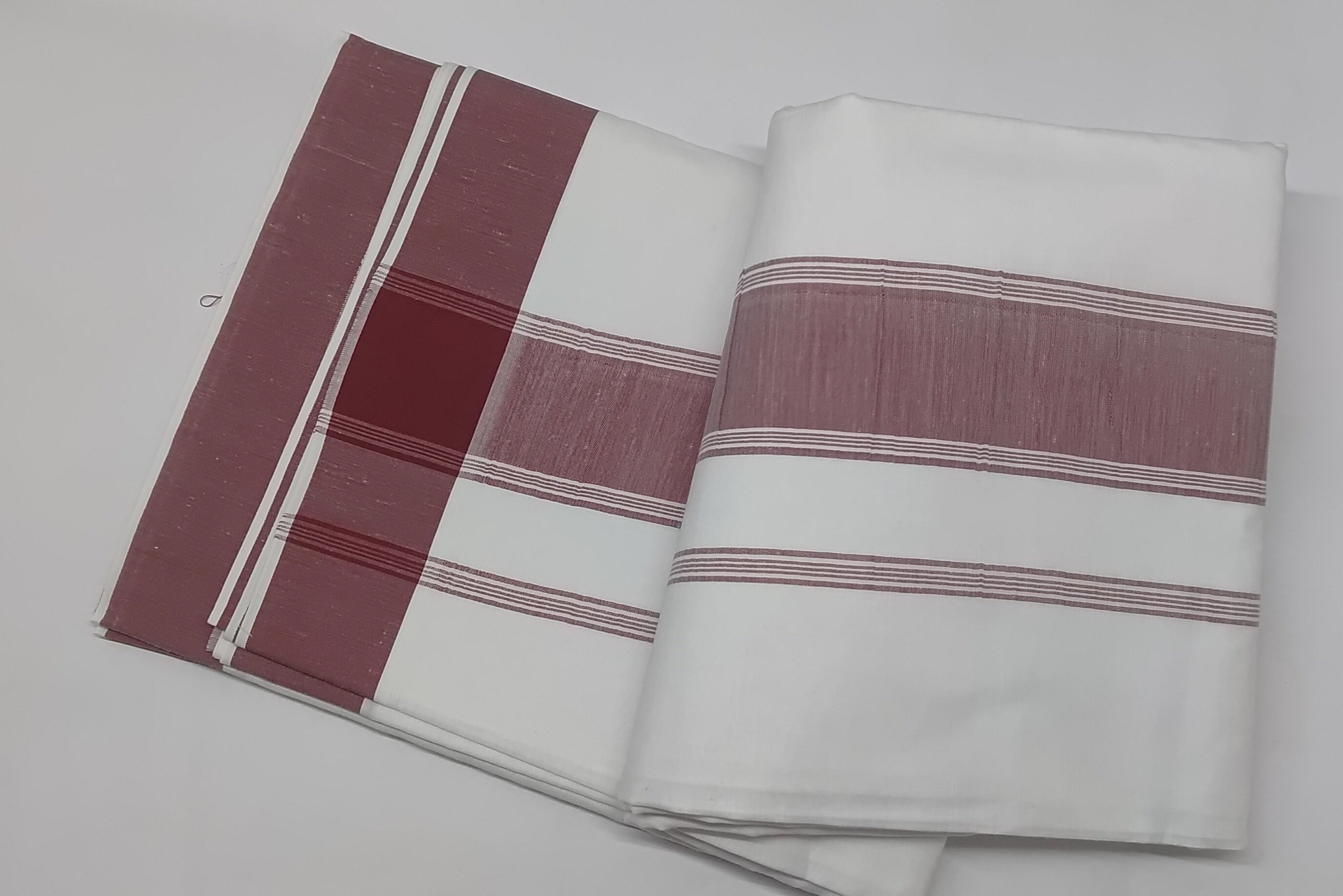 White Woven Border Cotton Wedding Dhoti