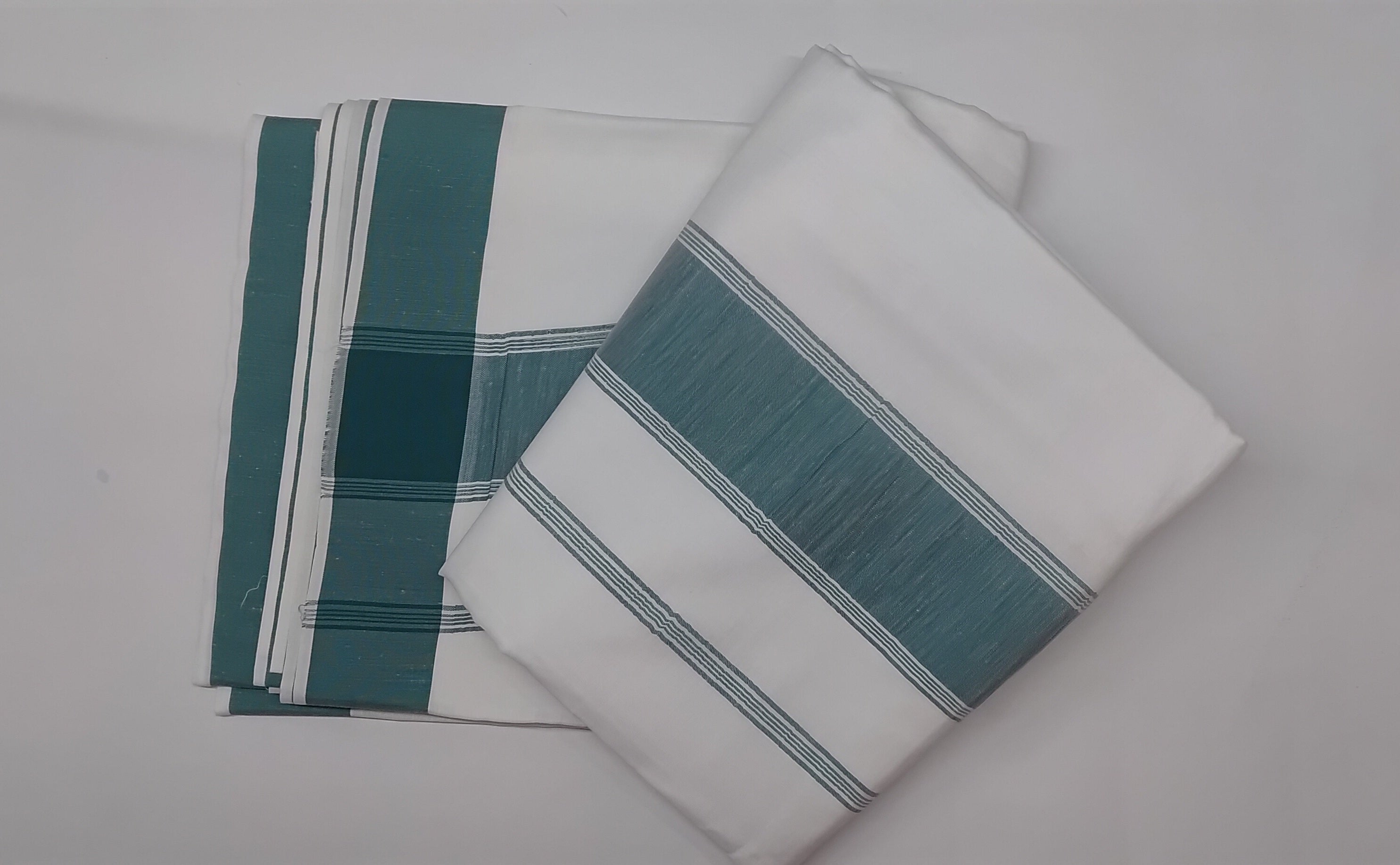 White Dual Woven Border Cotton Cultural Dhoti