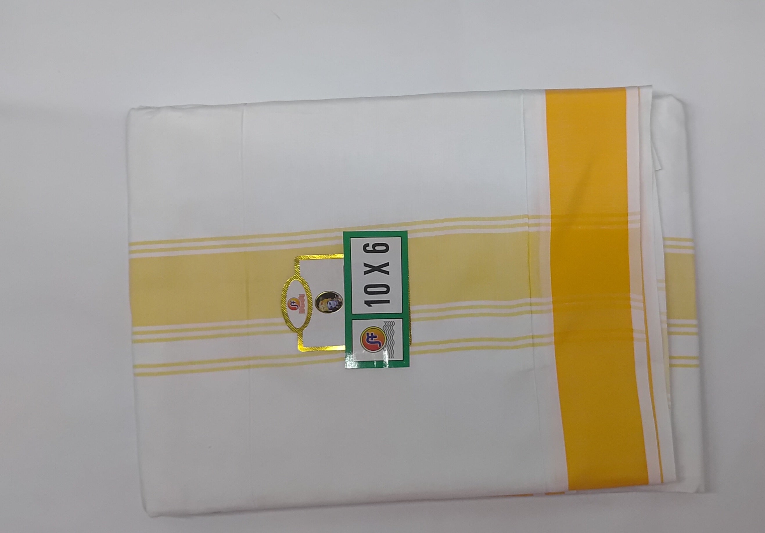 White Dual Woven Border Cotton Religious Dhoti