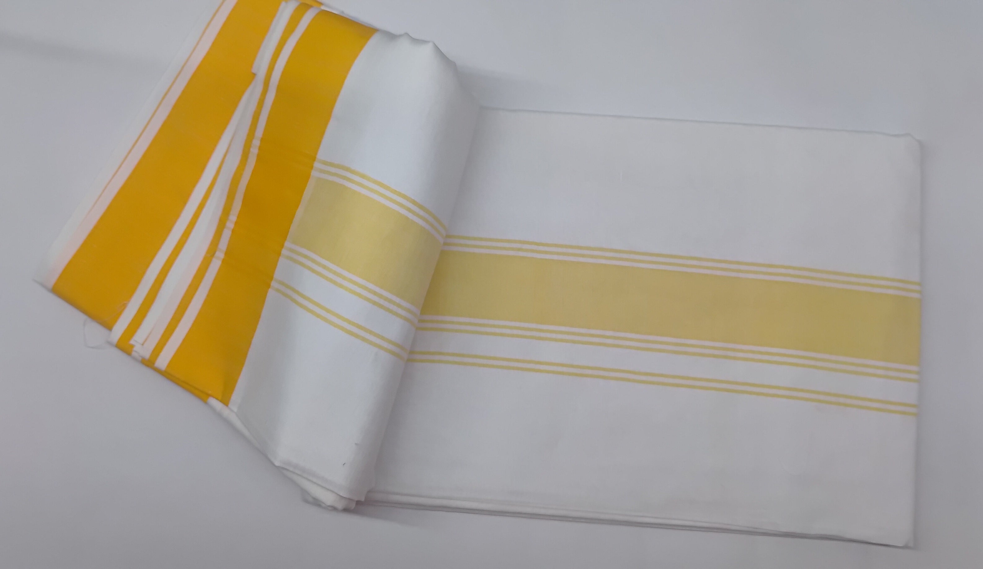 White Dual Woven Border Cotton Religious Dhoti