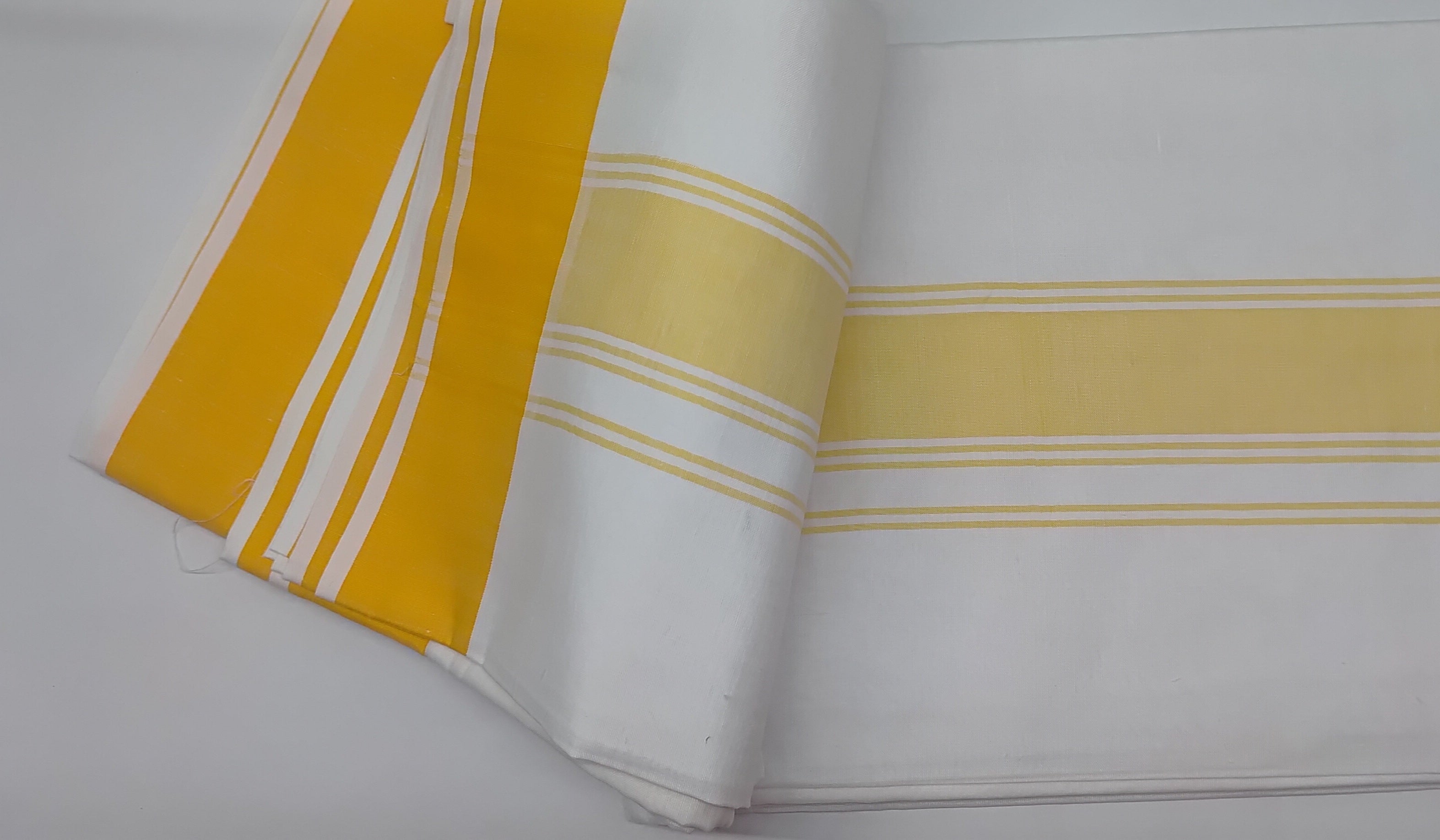 White Dual Woven Border Cotton Religious Dhoti