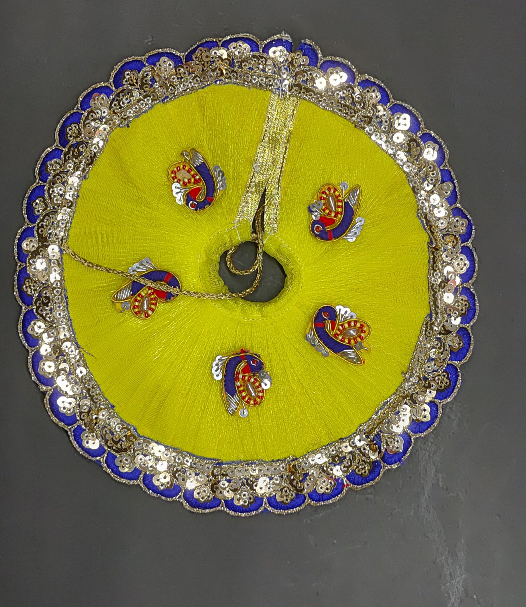 Yellow Blue Laddu Gopal Net Poshak Set
