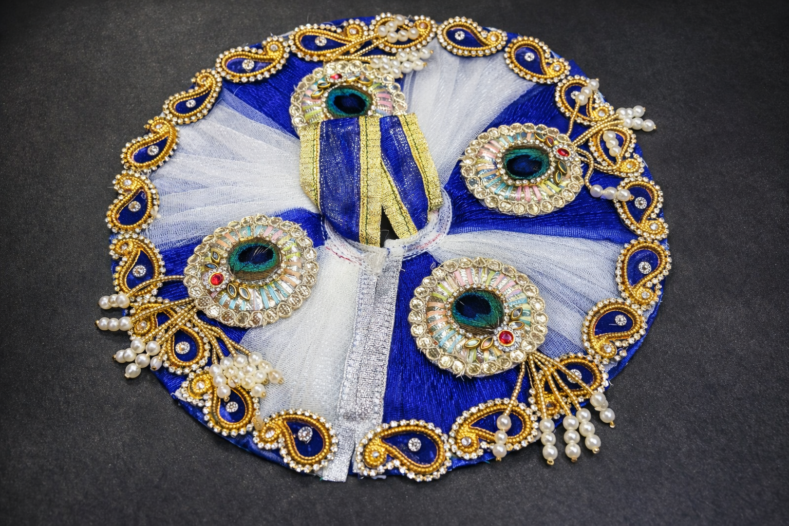 Royal Peacock Inspired Laddu Gopal Poshak With Handcrafted Pearl Work