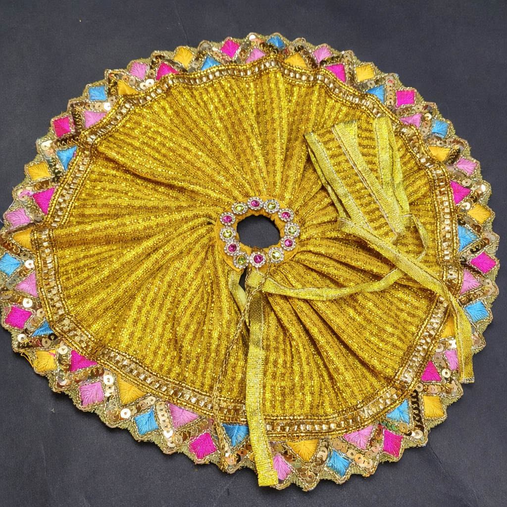 Golden Shimmer Festive Laddu Gopal Poshak With Multicolor Border