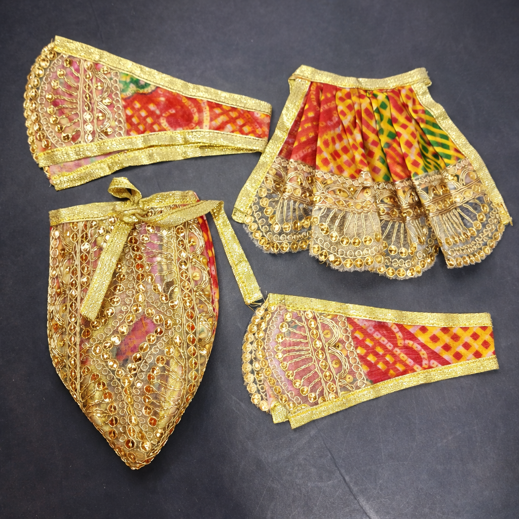 Premium Radha Krishna Designer Dress Set with Handcrafted Traditional Embellishments