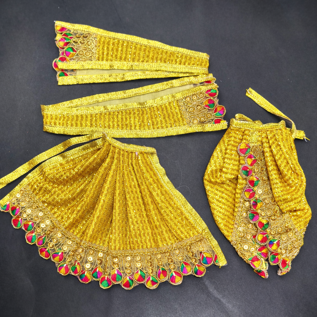 Handcrafted Radha Krishna Dress Set with Luxurious Embroidery Details Design