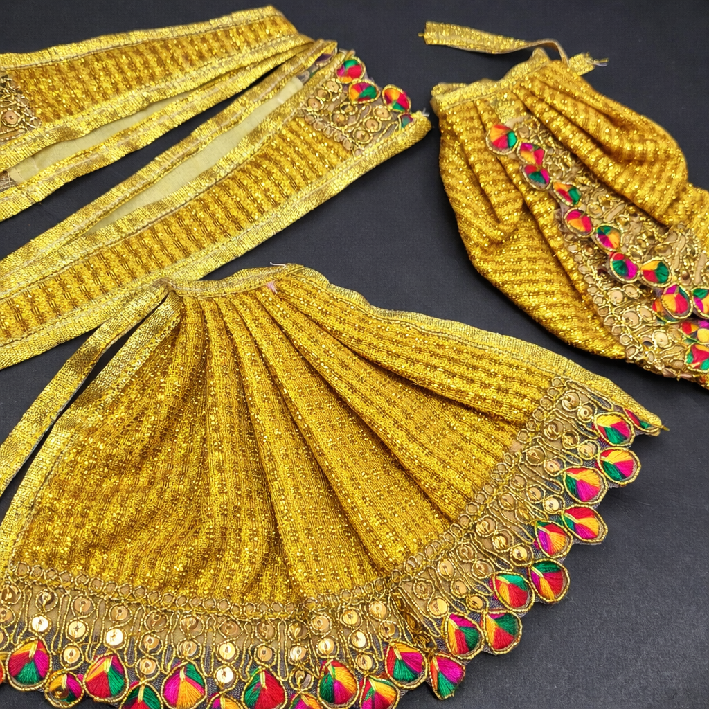 Handcrafted Radha Krishna Dress Set with Luxurious Embroidery Details Design