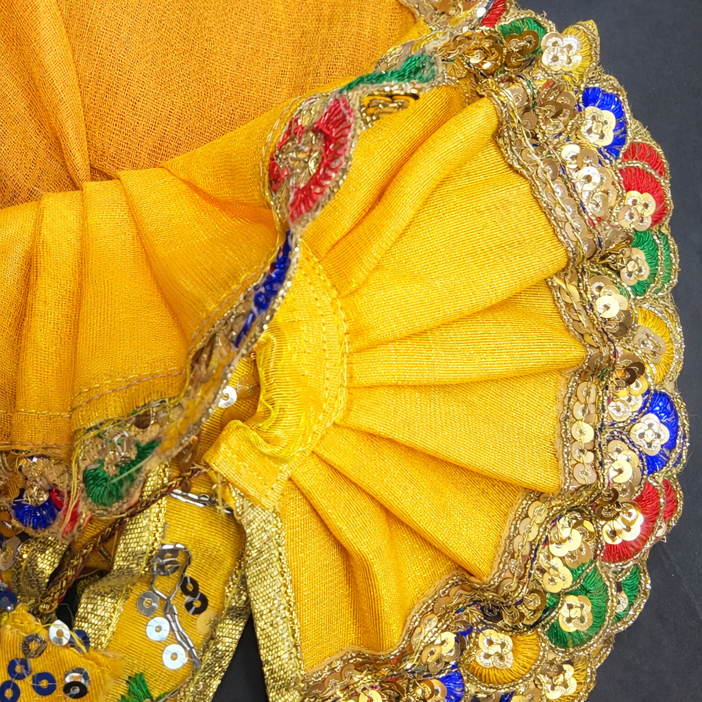 Golden Yellow Laddu Gopal Poshak with Handcrafted Embroidered Border Design