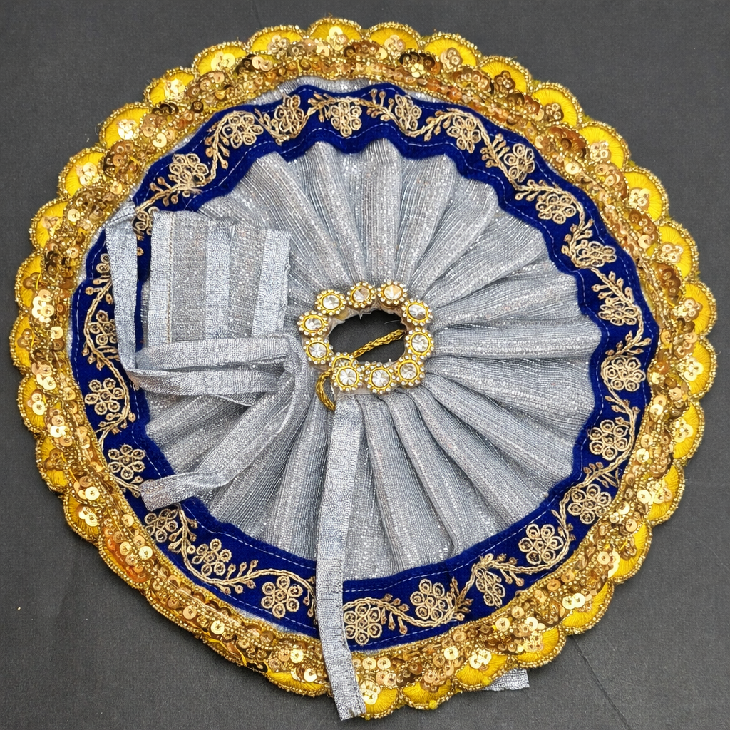 Handcrafted Silver Blue Laddu Gopal Poshak With Rich Embroidery Work