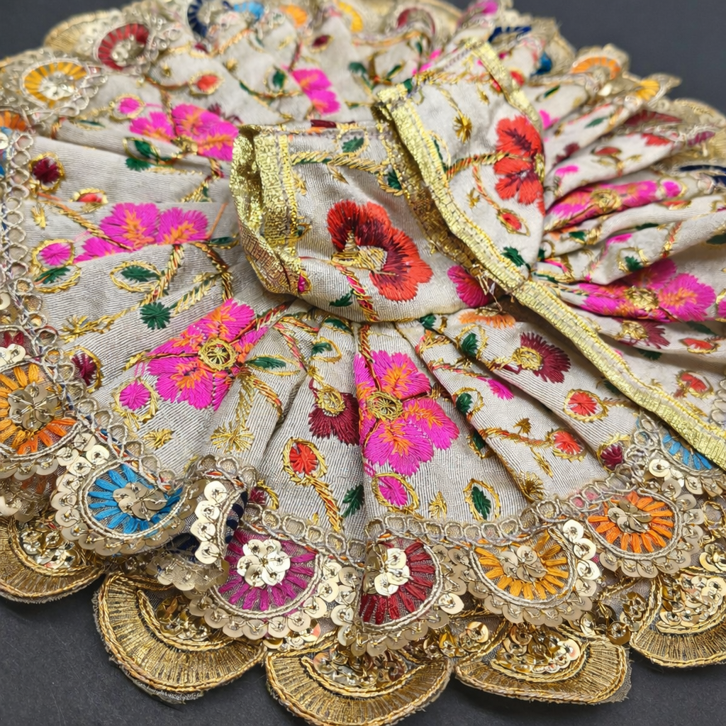 Handcrafted Floral Laddu Gopal Poshak with Rich Golden Embroidery