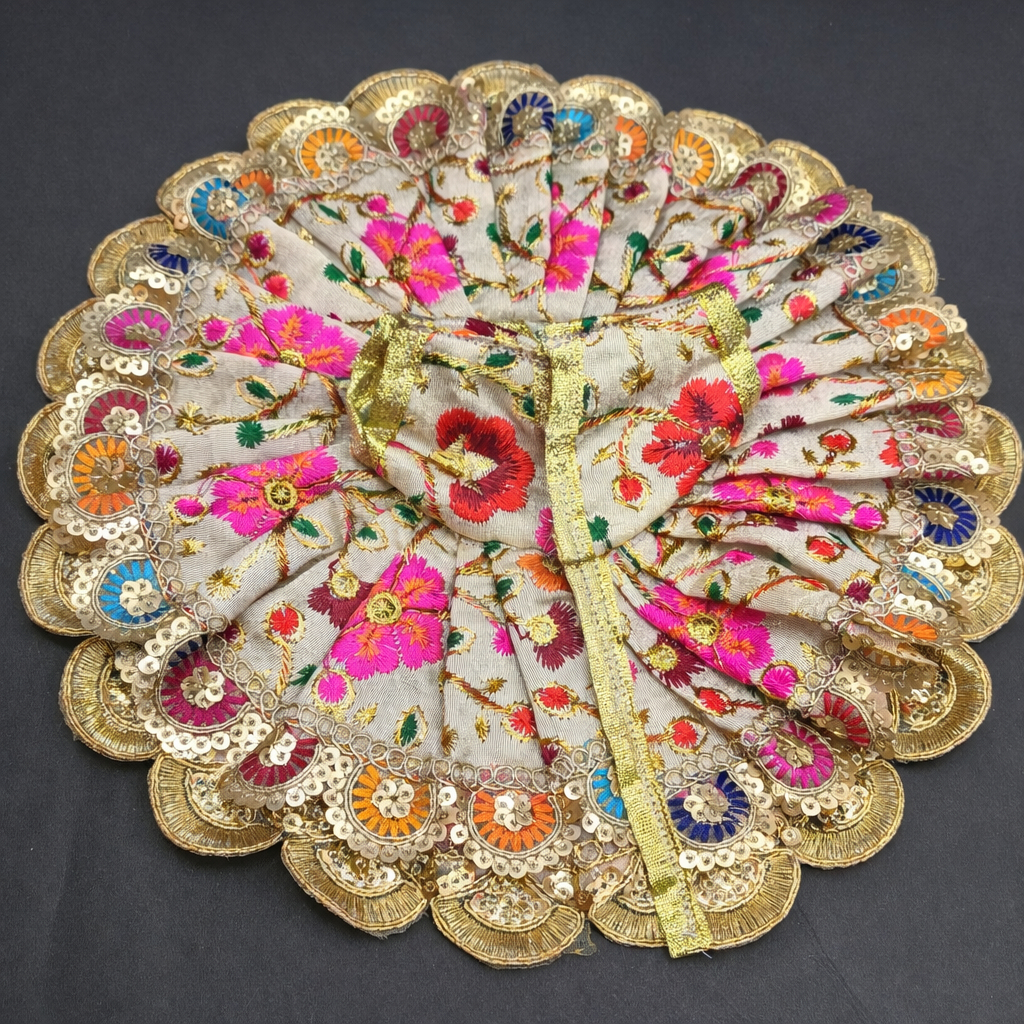 Handcrafted Floral Laddu Gopal Poshak with Rich Golden Embroidery