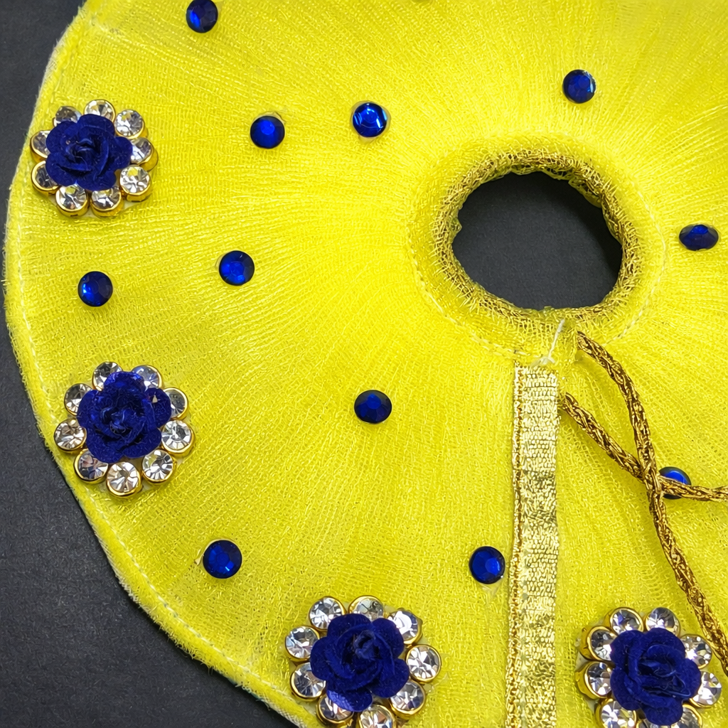 Handcrafted Laddu Gopal Poshak With Yellow Net And Stone Work