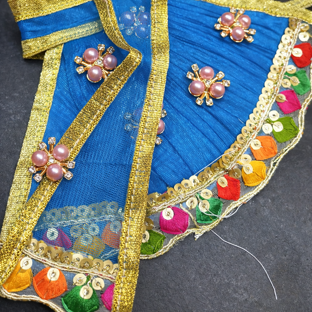Elegant Handmade Mata Rani Poshak With Pearl Stone Embellishments Design