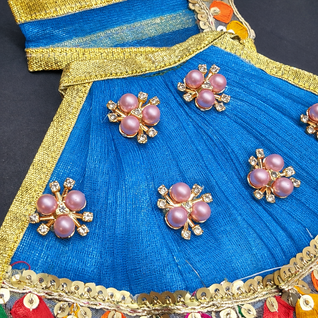 Elegant Handmade Mata Rani Poshak With Pearl Stone Embellishments Design