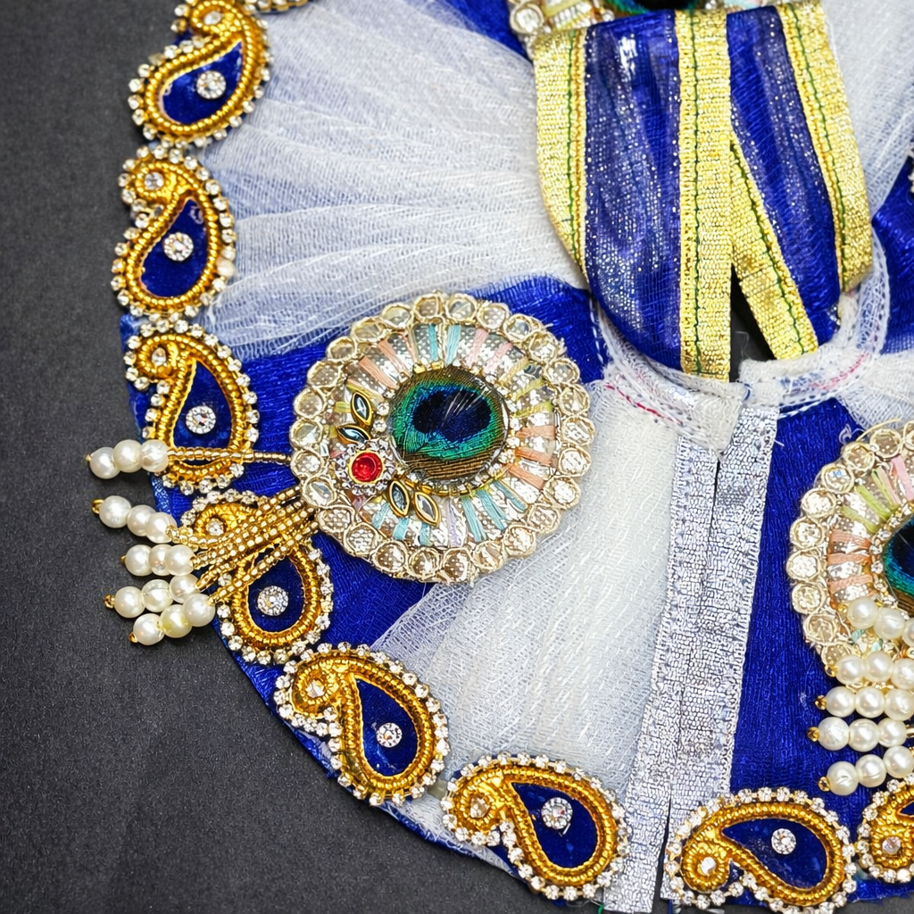 Royal Peacock Inspired Laddu Gopal Poshak With Handcrafted Pearl Work