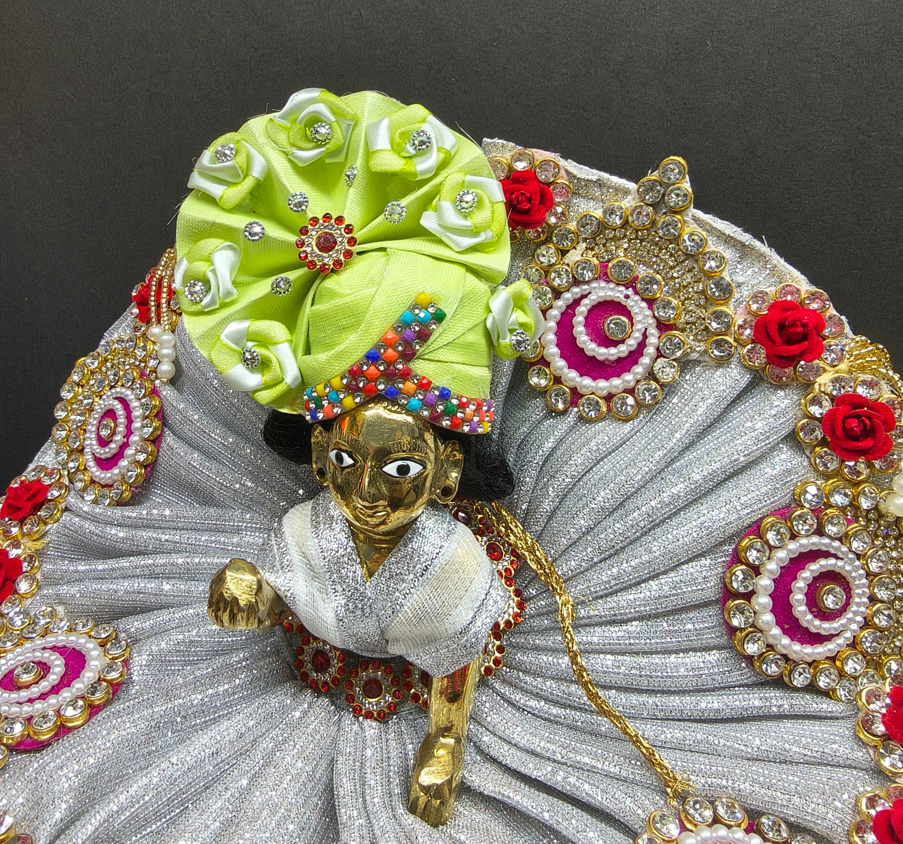 Silver Laddu Gopal Net Poshak Set