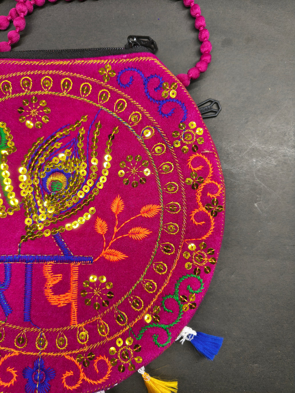 Shree Radhe Embroidered Pink Bag