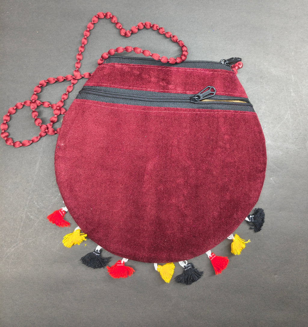 Shree Radhe Embroidered Maroon Bag