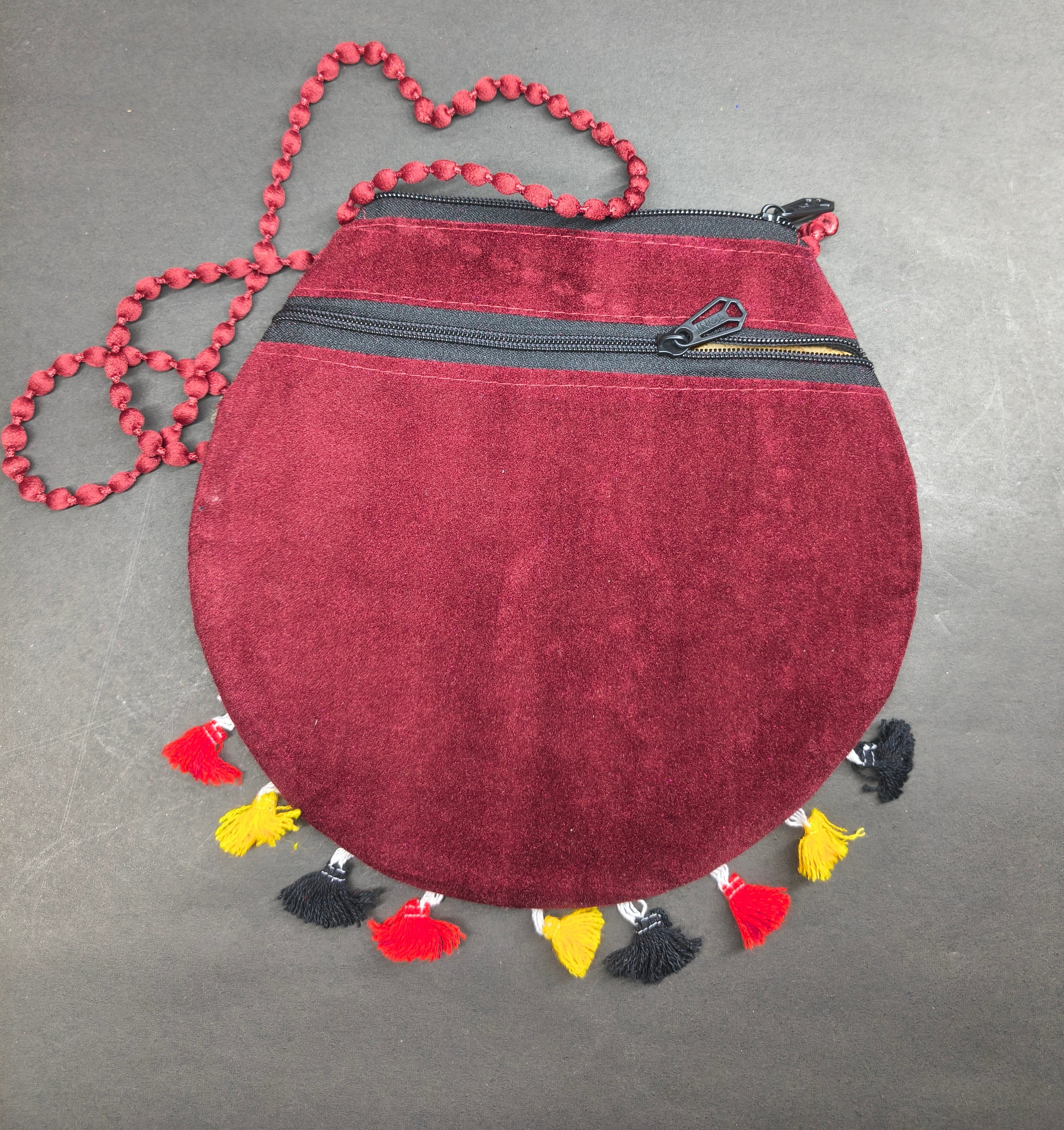 Shree Radhe Embroidered Maroon Bag