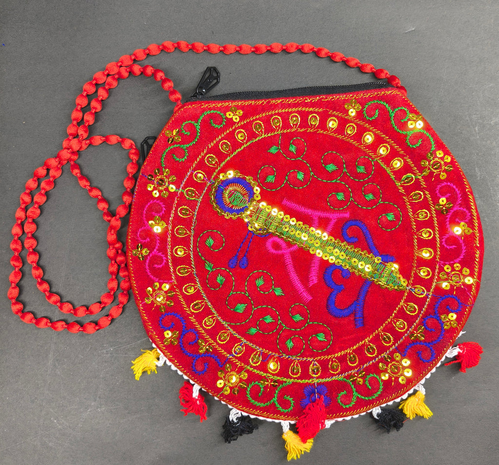 Radhe Embroidered Red Bag
