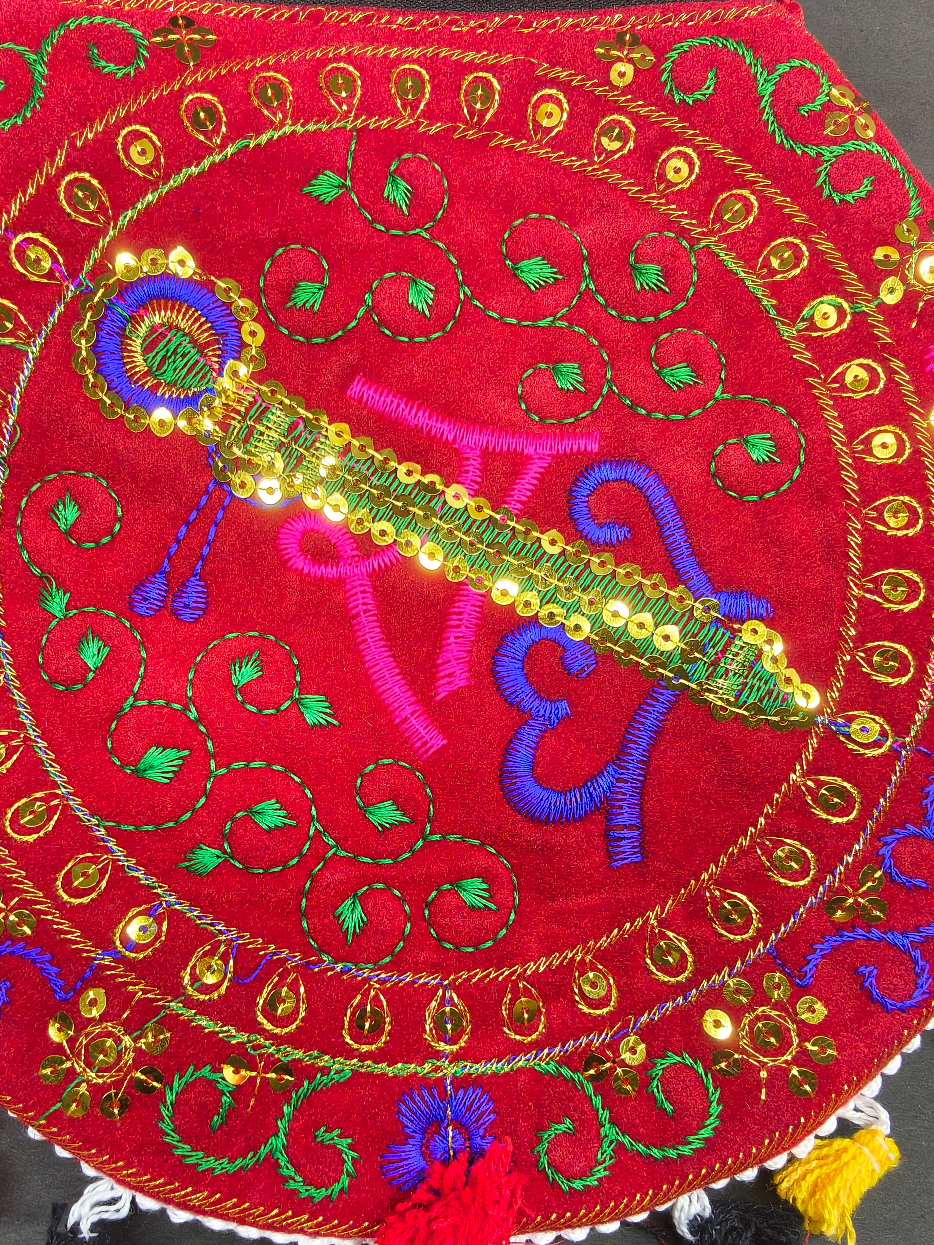 Radhe Embroidered Red Bag
