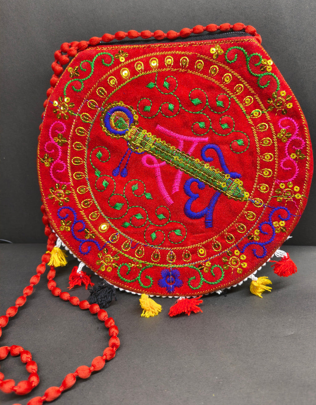 Radhe Embroidered Red Bag
