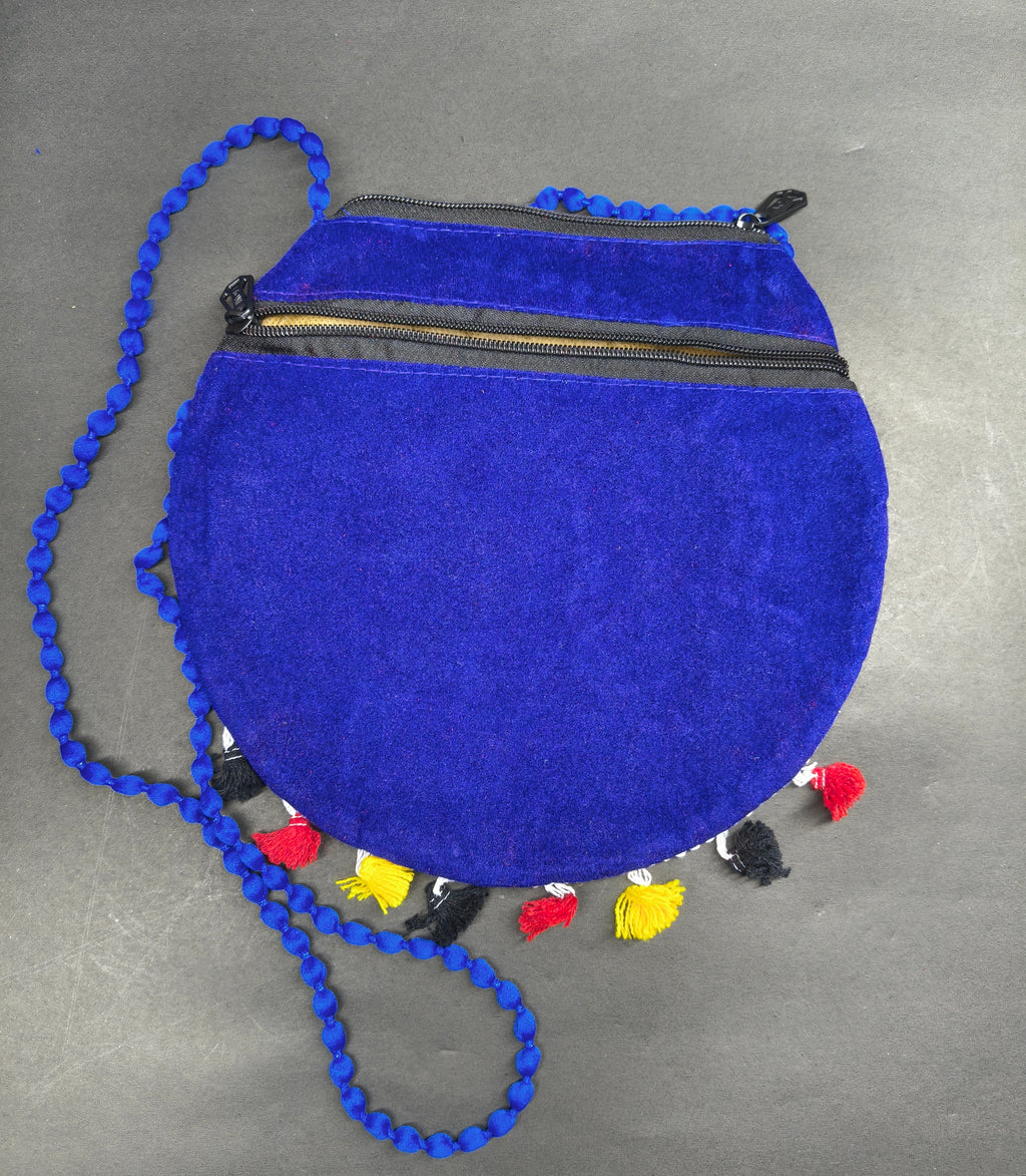 Radhe Krishna Embroidered Purple Bag