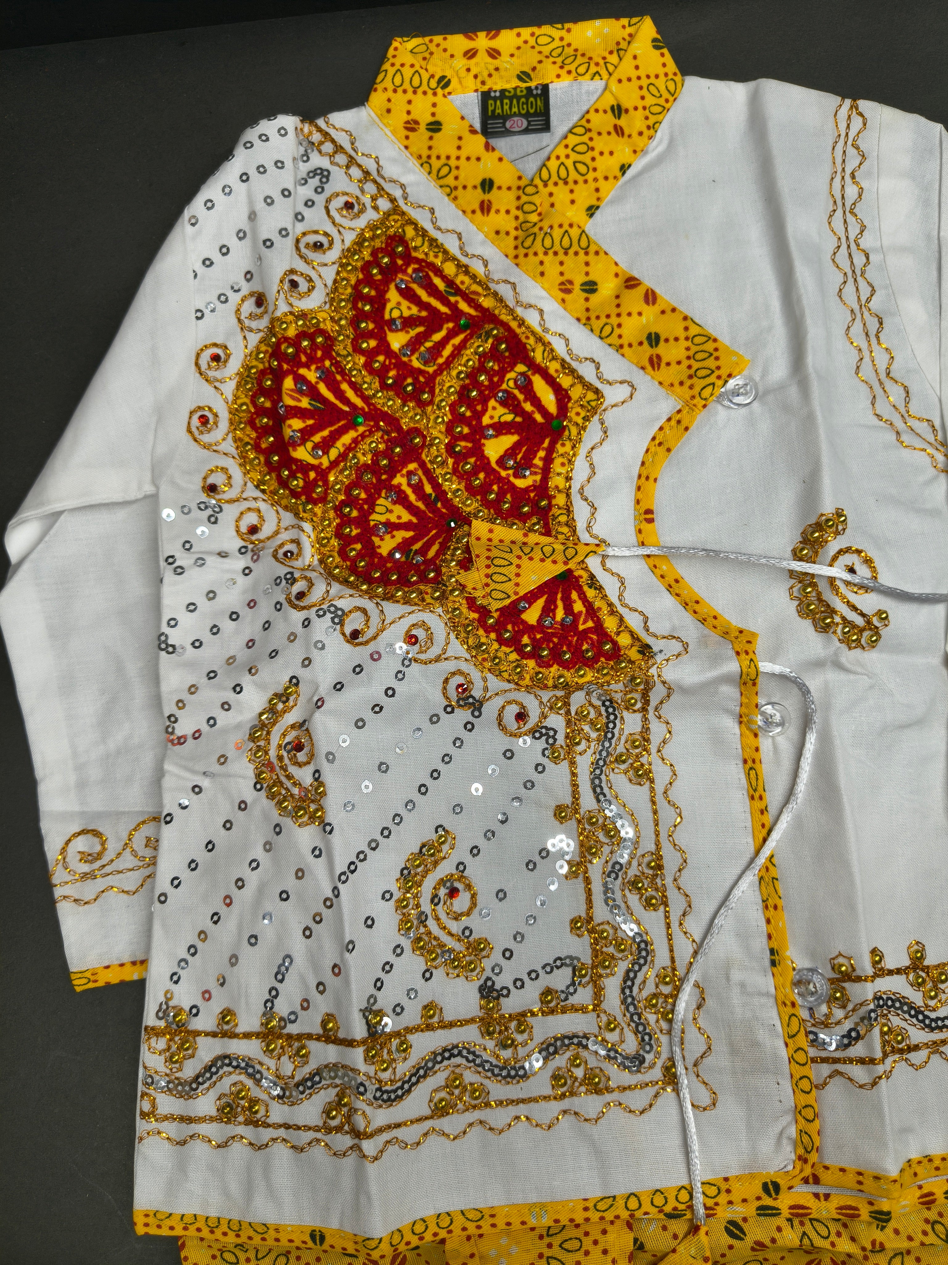 Kids Yellow White Cotton Dhoti Kurta Set