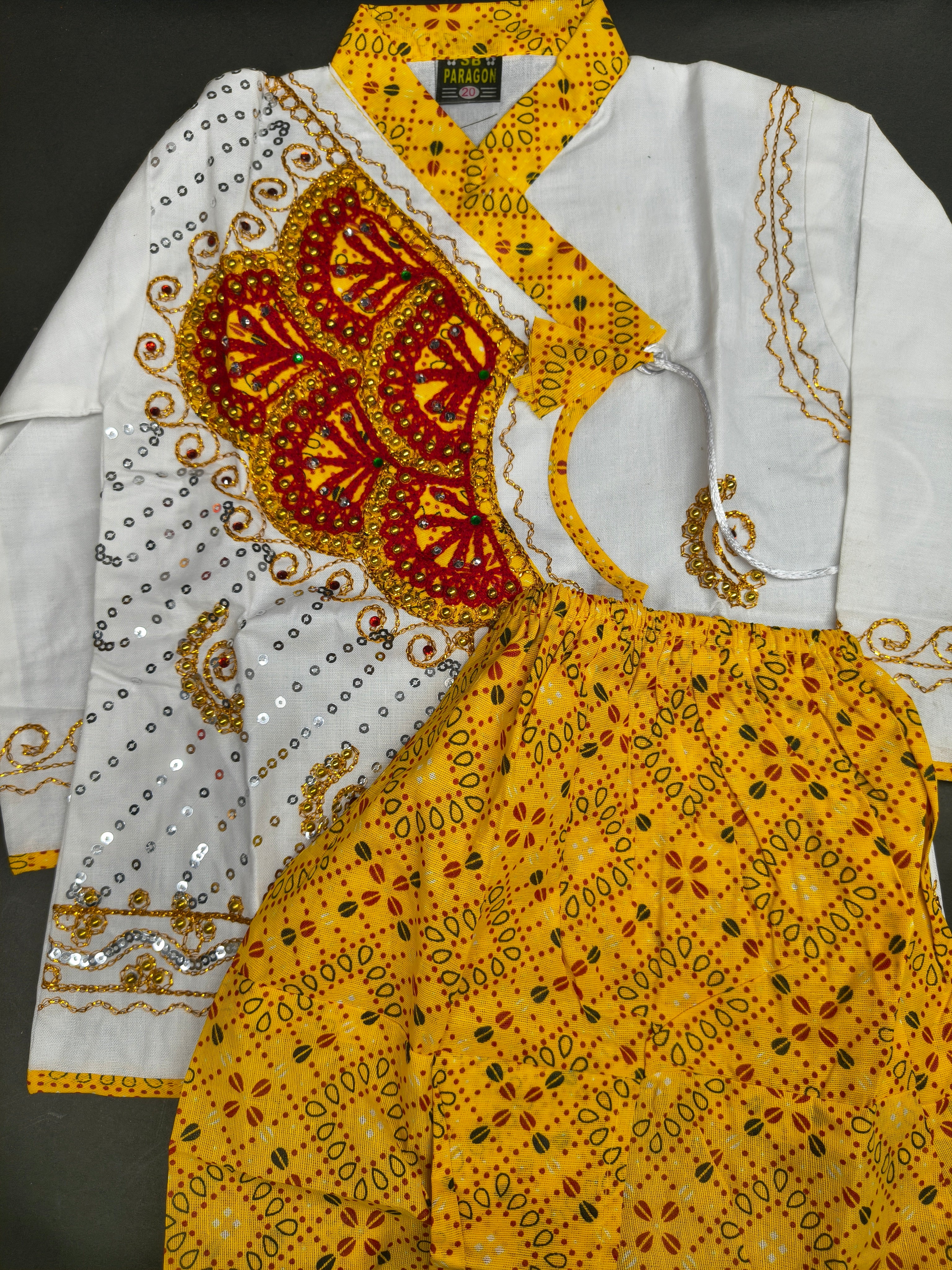 Kids Yellow White Cotton Dhoti Kurta Set