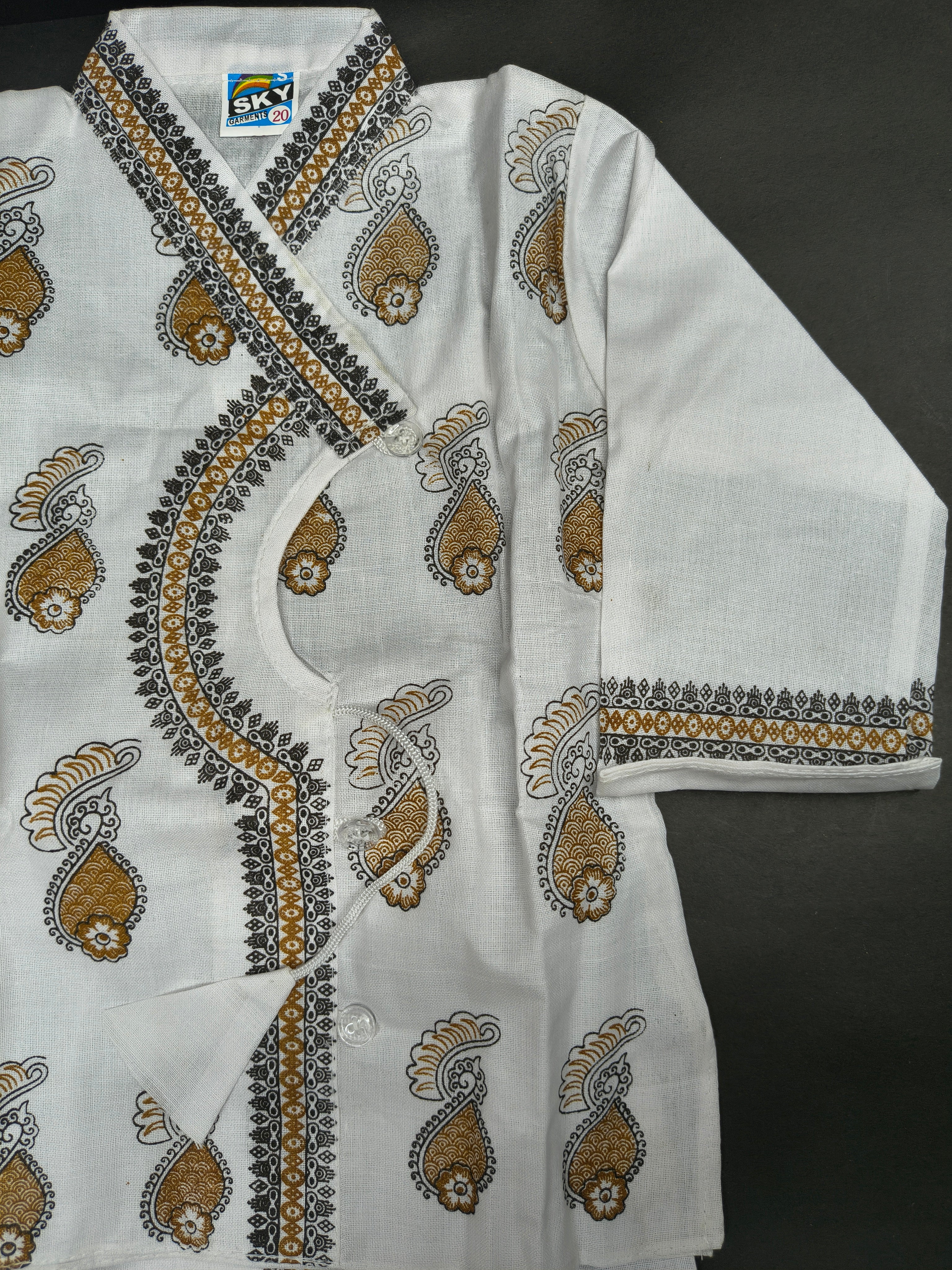 Kids White Cotton Dhoti Kurta Set