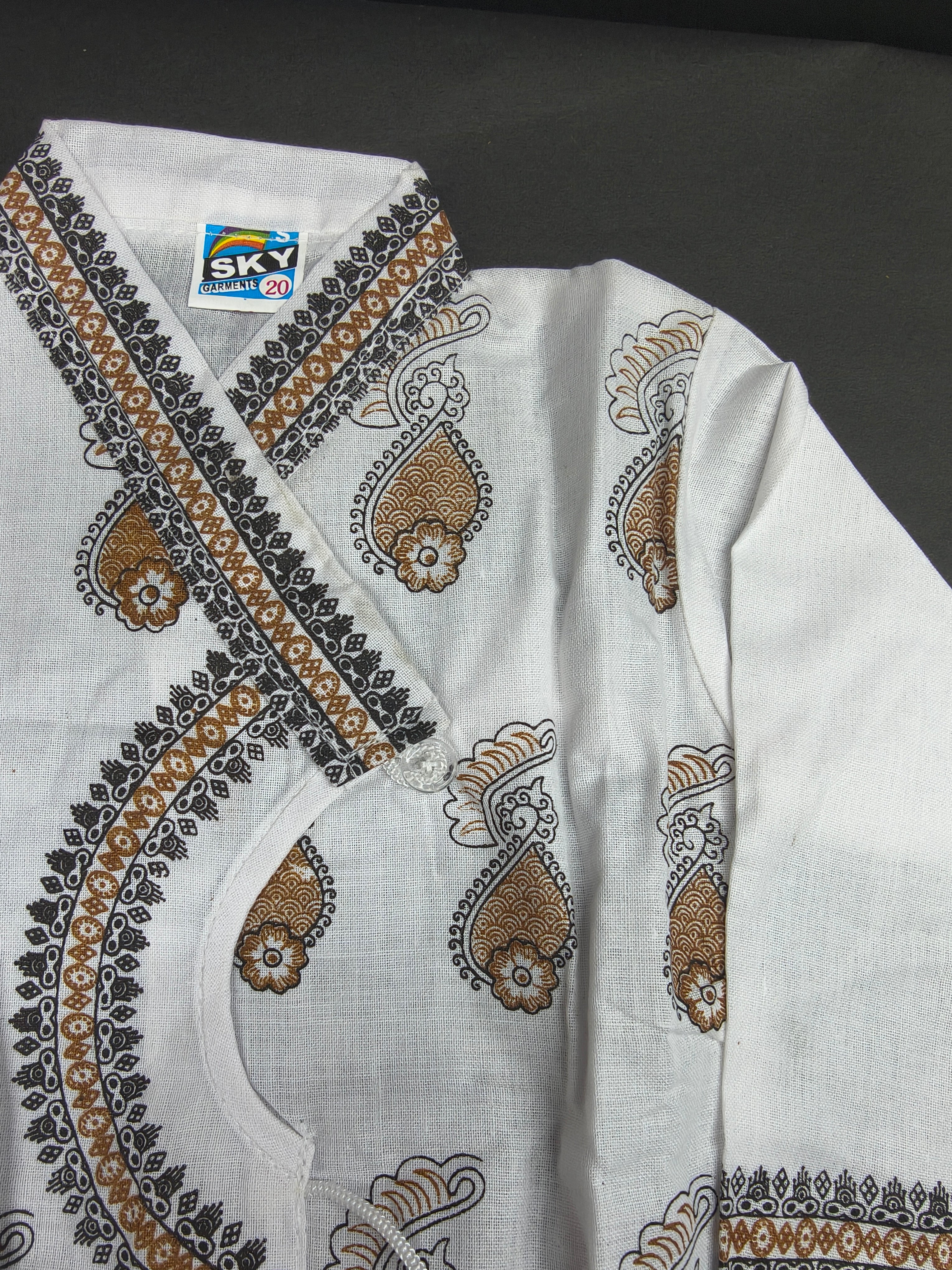 Kids White Cotton Dhoti Kurta Set