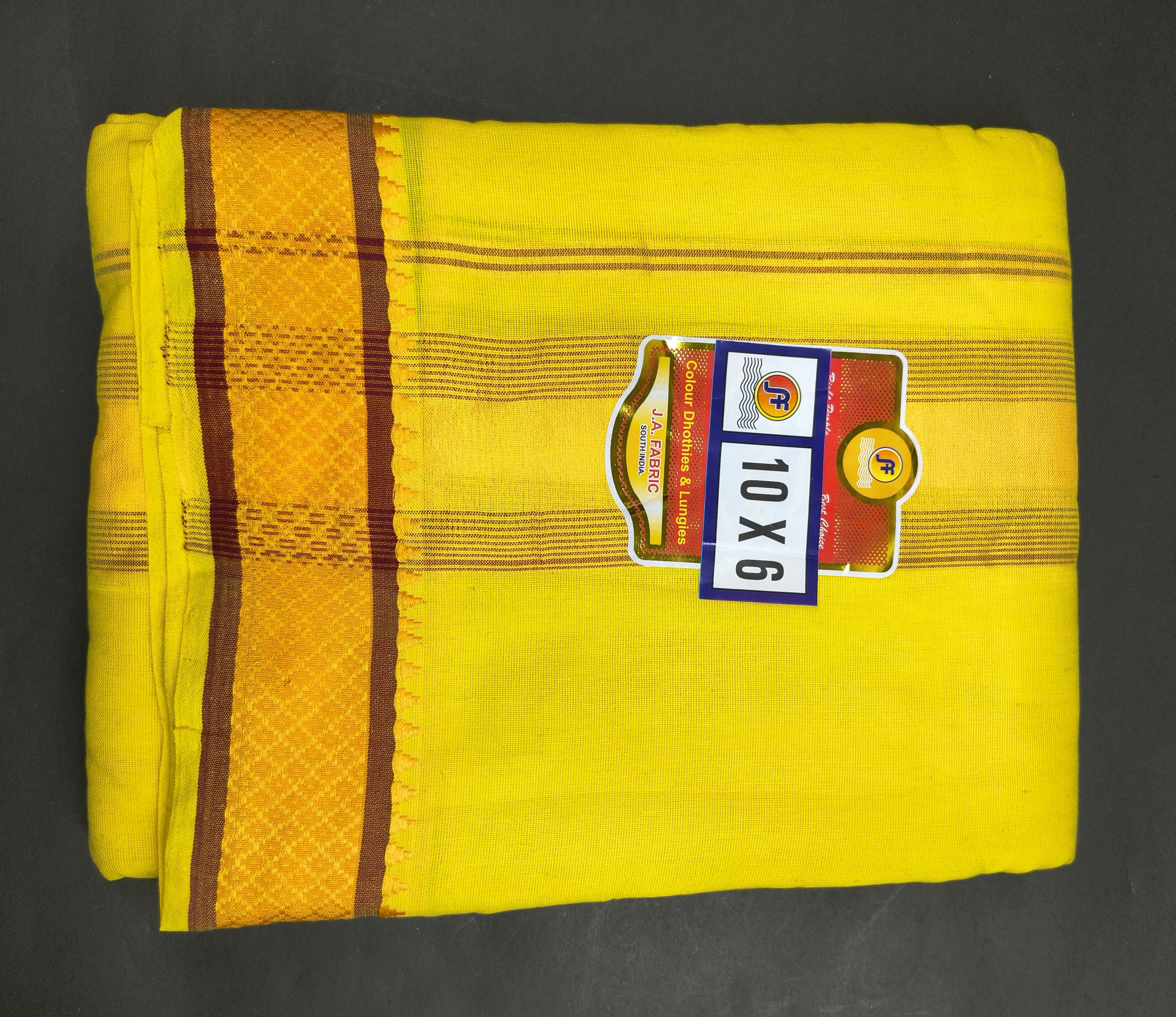 Yellow Temple Style Border Cotton Puja Dhoti