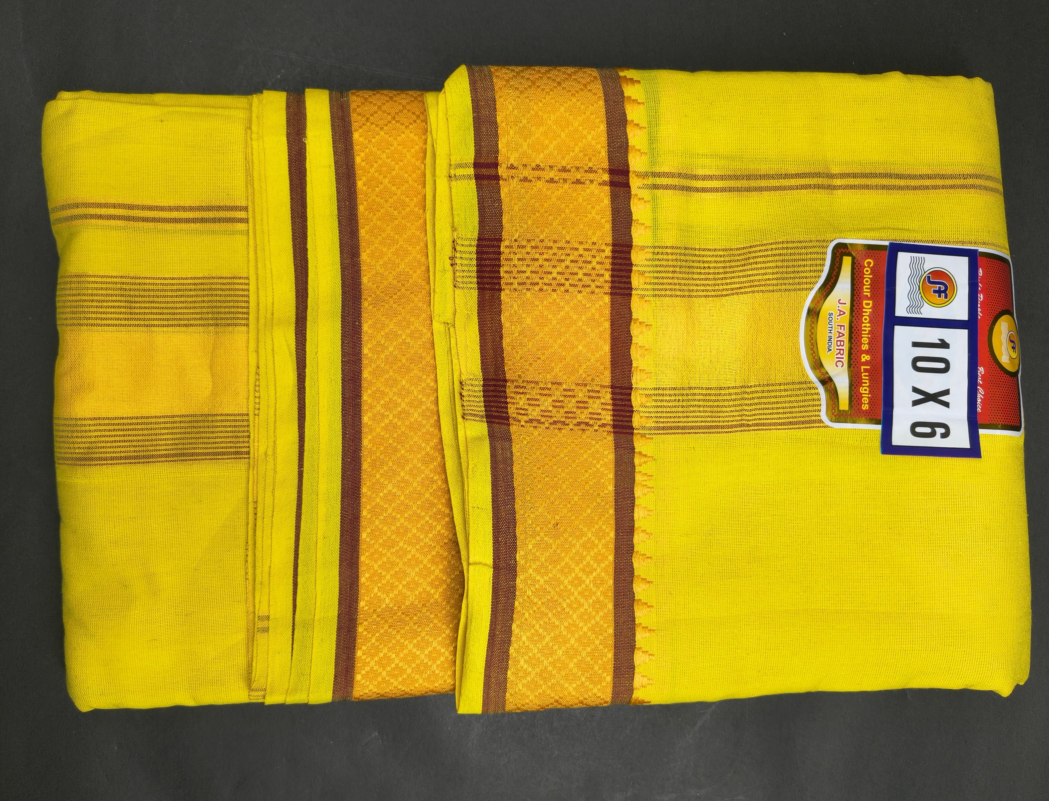 Yellow Temple Style Border Cotton Puja Dhoti