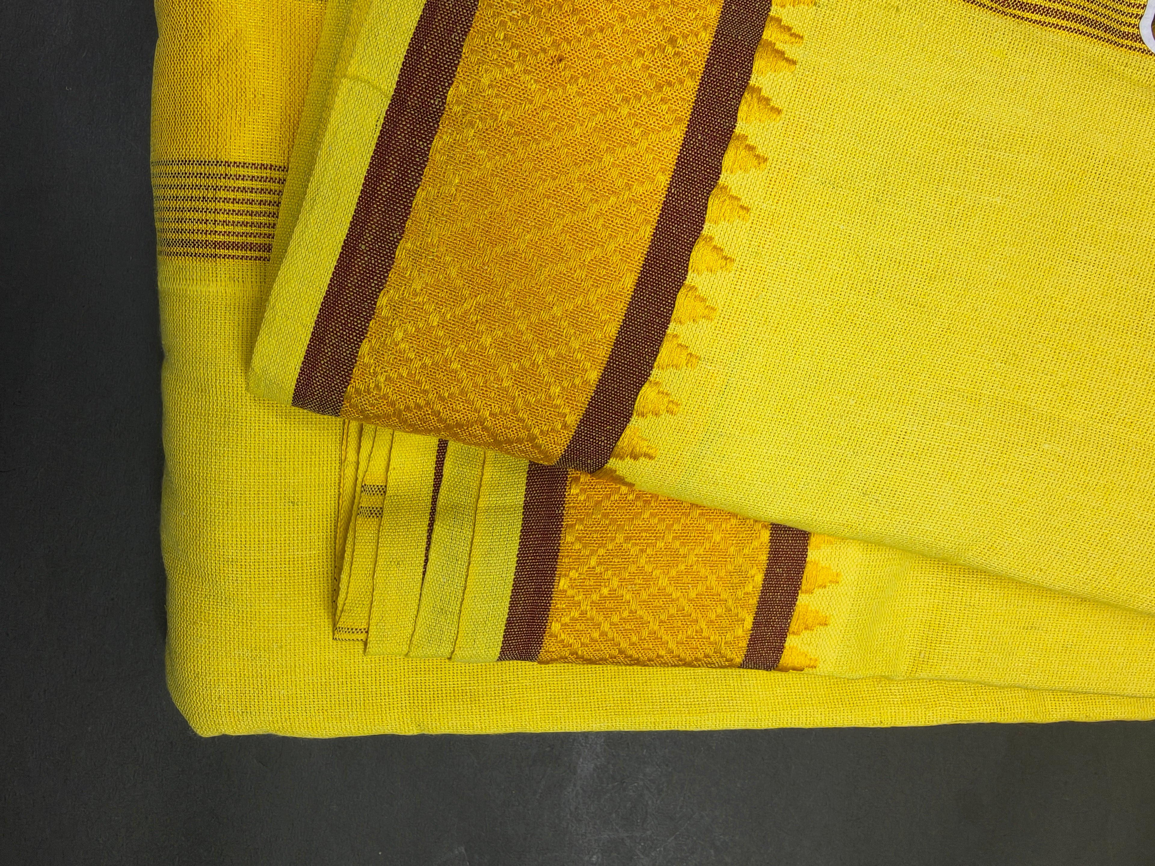 Yellow Temple Style Border Cotton Puja Dhoti