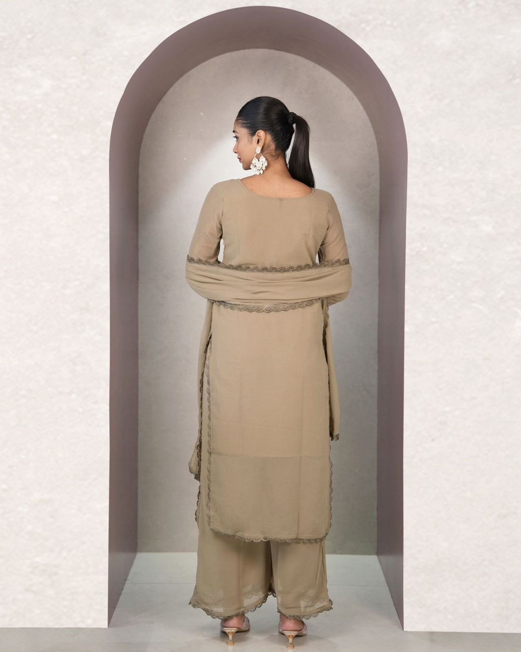 Chikankari Embroidery Gown Suit Set