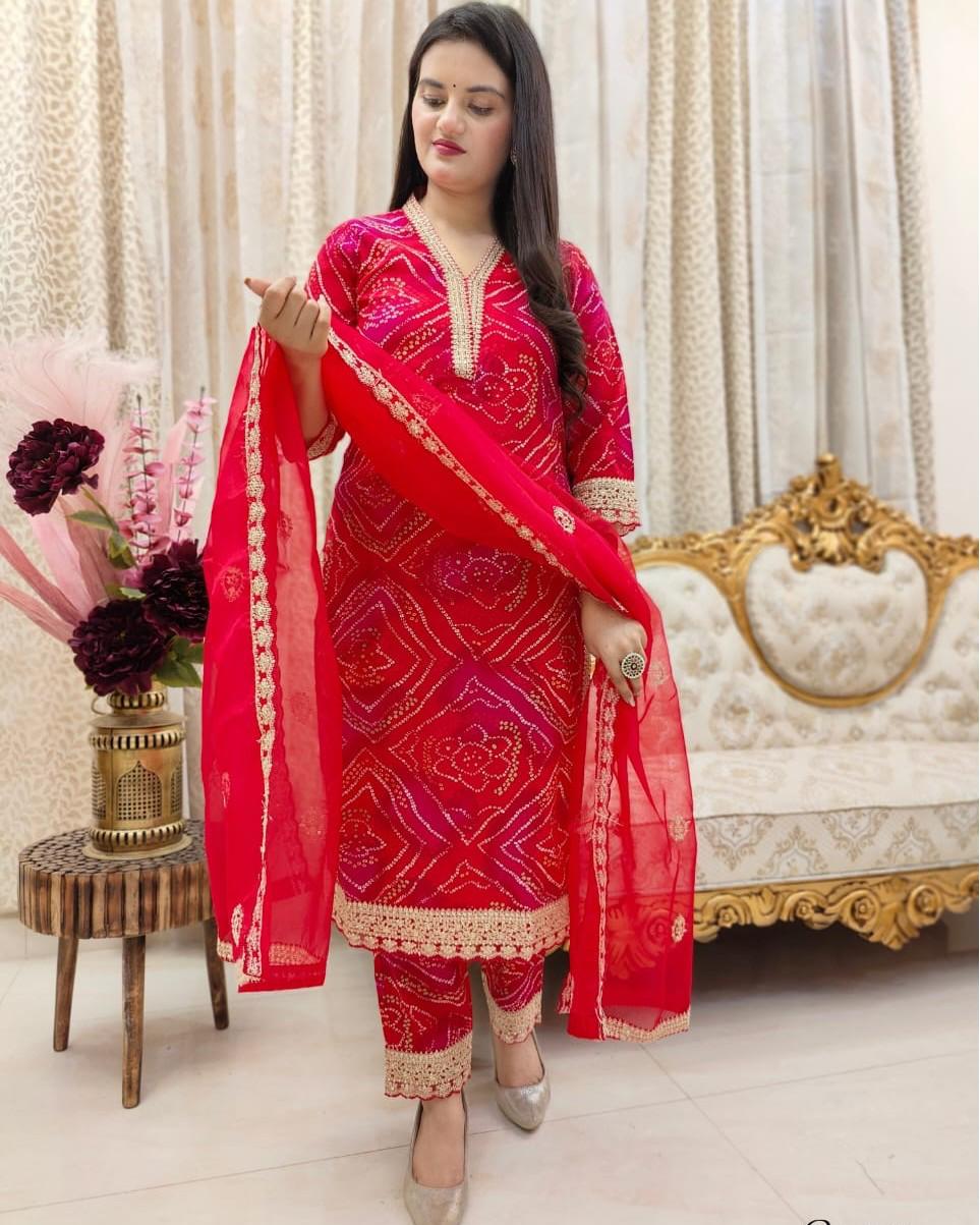 Festive Cotton Kurta Set with Zari Dupatta Elegance